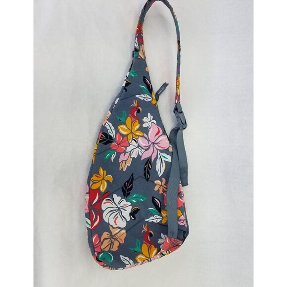 Vera Bradley Essential Sling Backpack Coastal Paradise Grey Crossbody Bag Zip Up - Picture 6 of 16